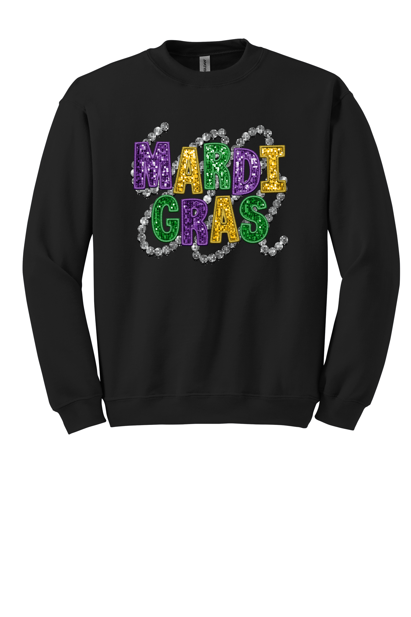 Sparkly Mardi Gras Faux Sequin Bougie Sweatshirt