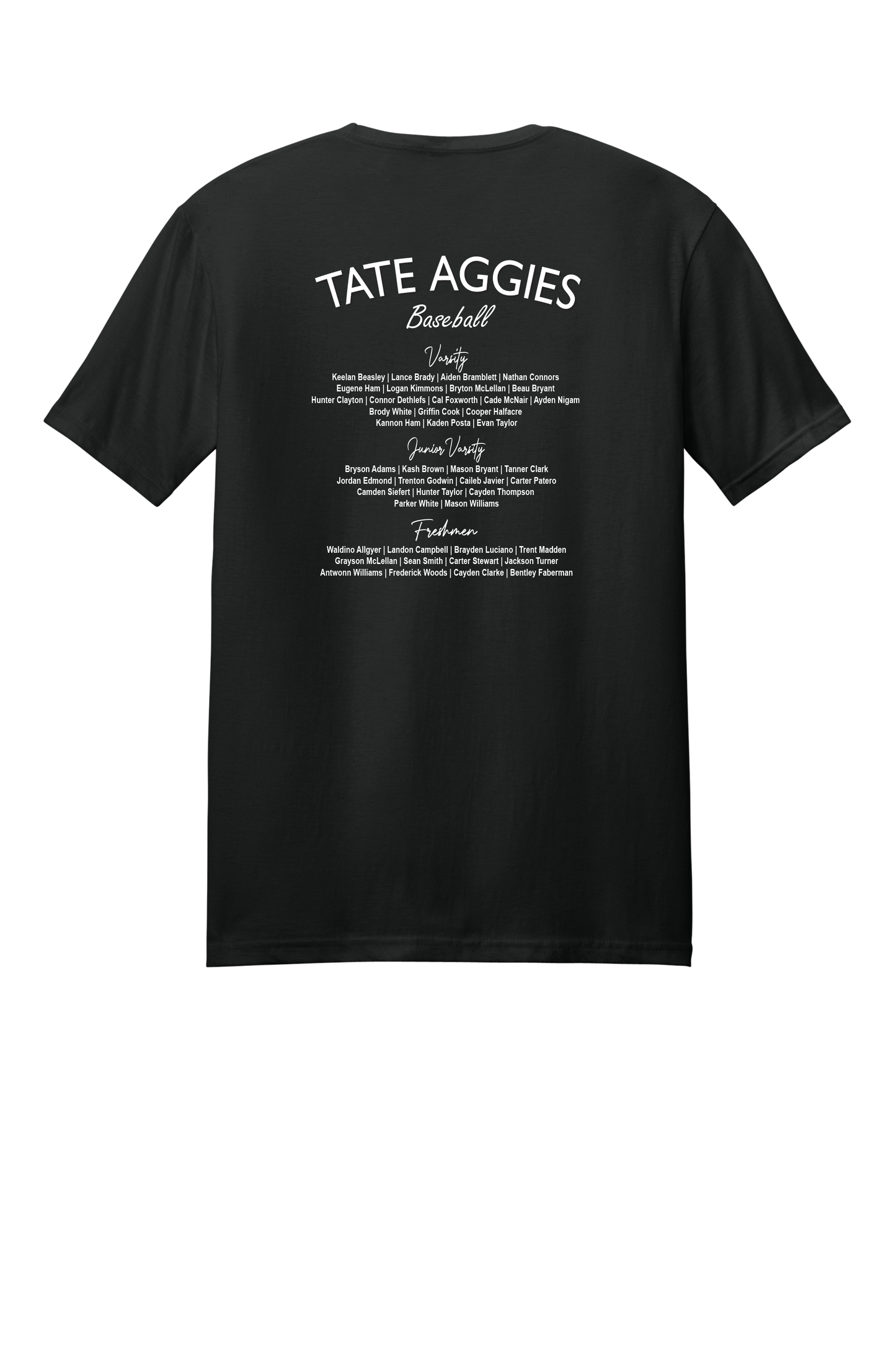 Tate Baseball 2026 Roster T-Shirt-Gildan Softstyle