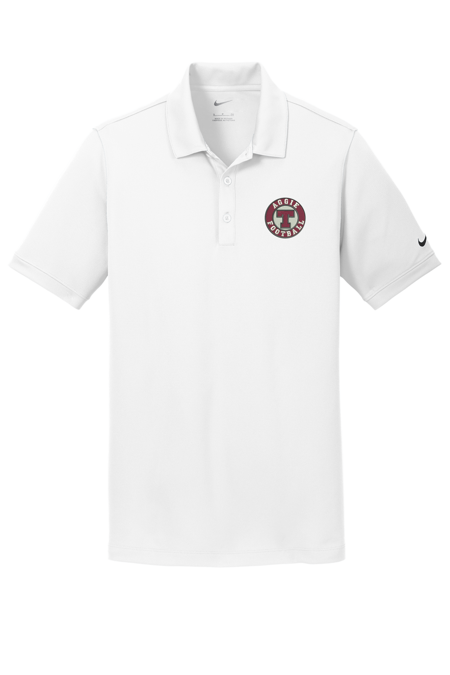 Aggie Football Embroidered Nike Polo-White