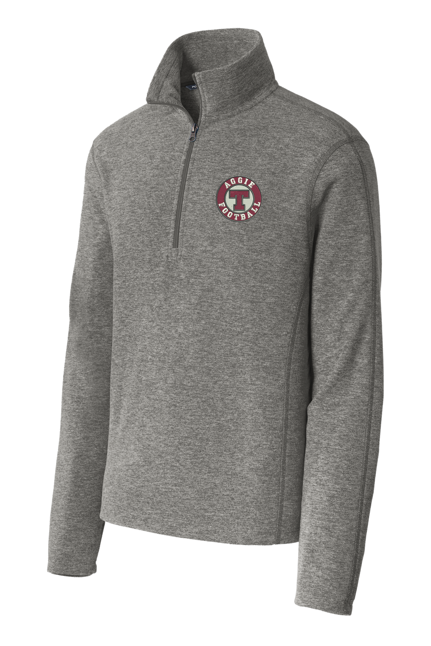 Aggie Football Embroidered Fleece 1/2 Zip Pullover-Pearl Grey