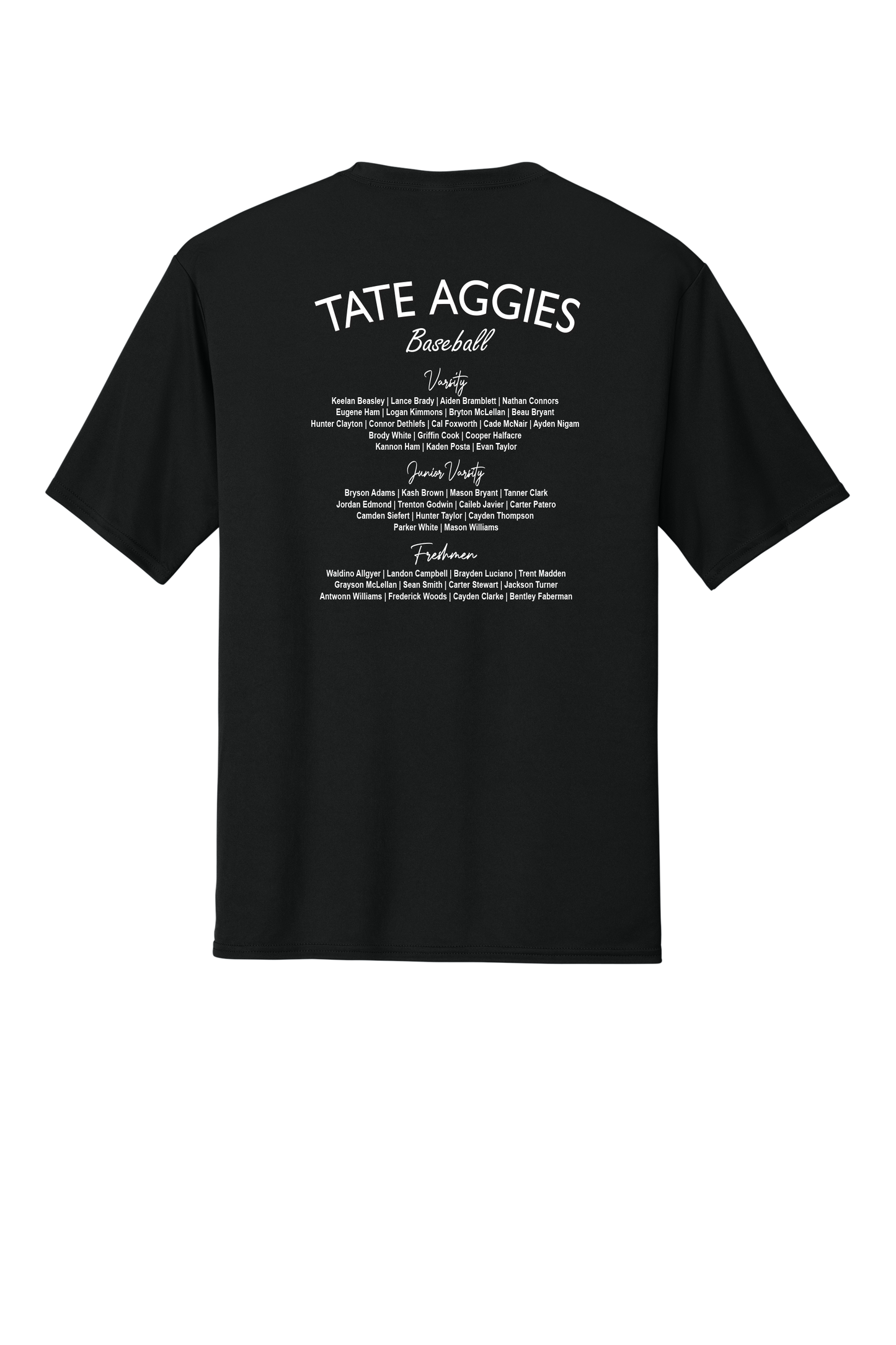 Tate Baseball 2026 Roster Dry Fit T-Shirt