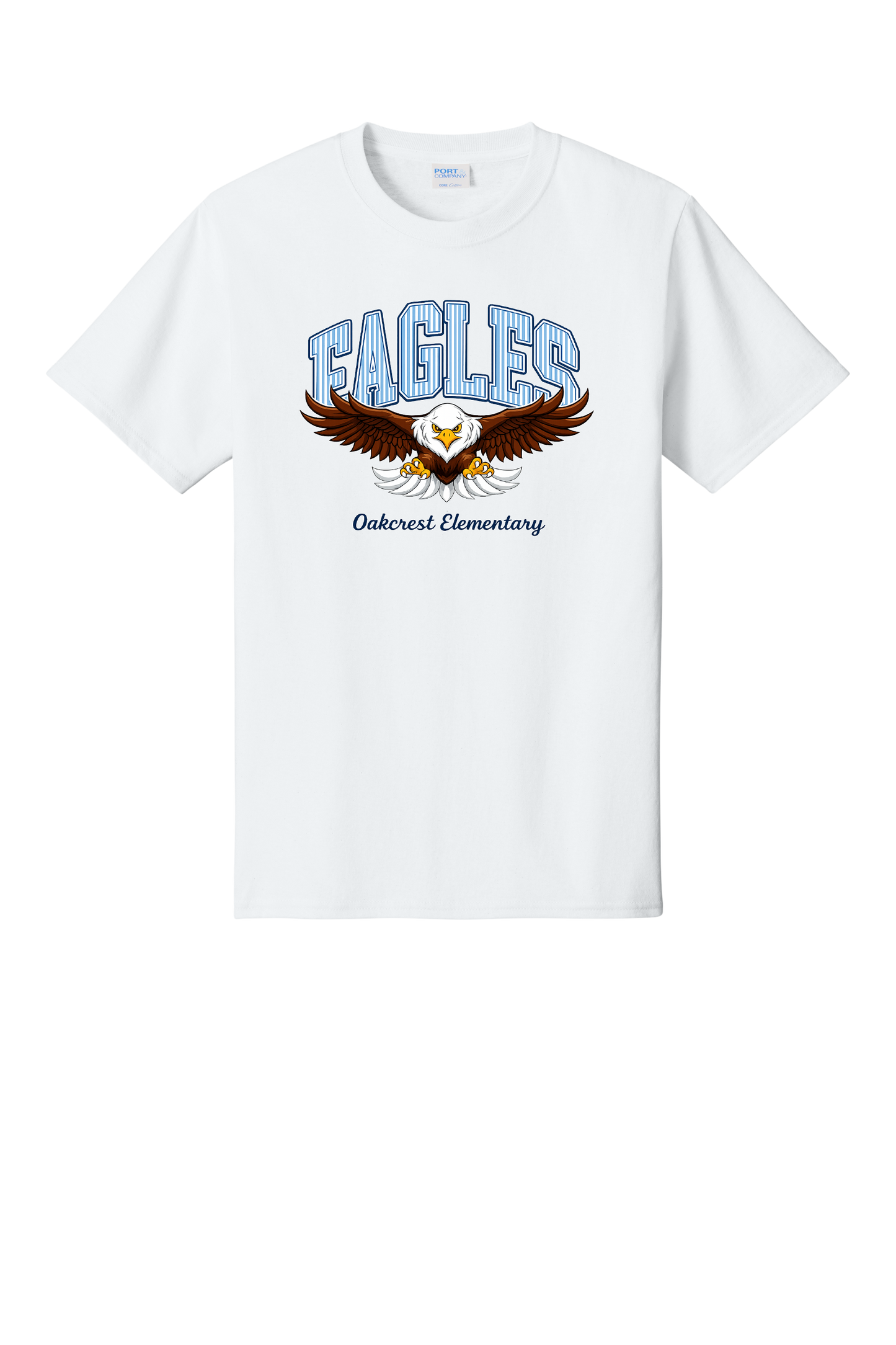 Oakcrest Elementary Eagles Spirit T-Shirt – White & Heather Navy