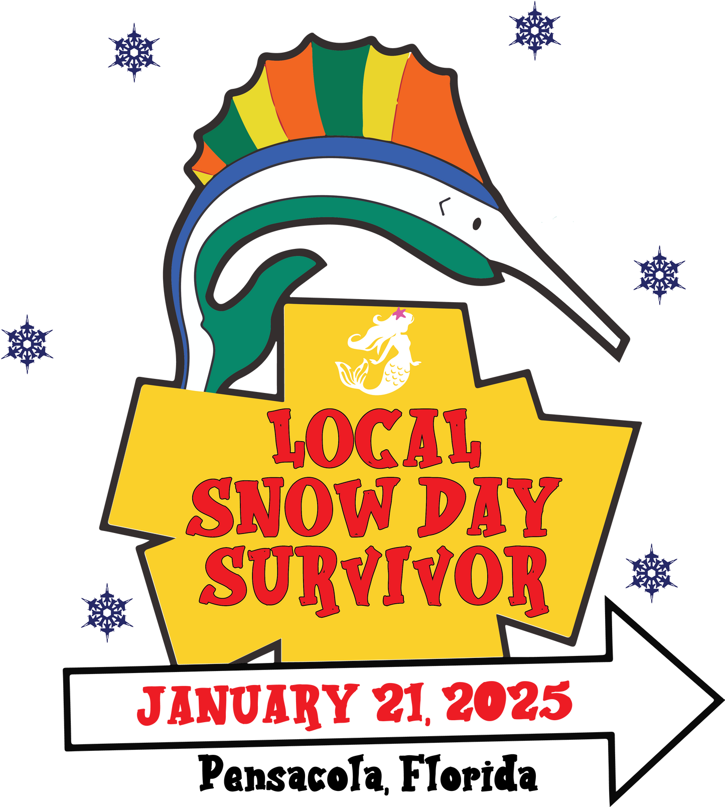 Mermaid Pensacola Snow Day Survivor Sweatshirt-Gildan