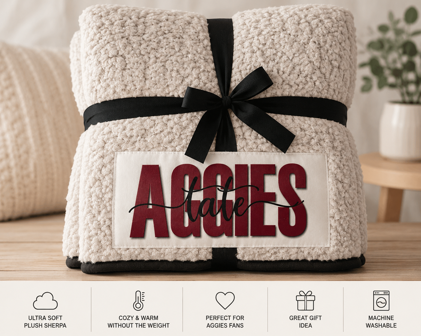 Personalized AGGIES Plush Sherpa Blanket
