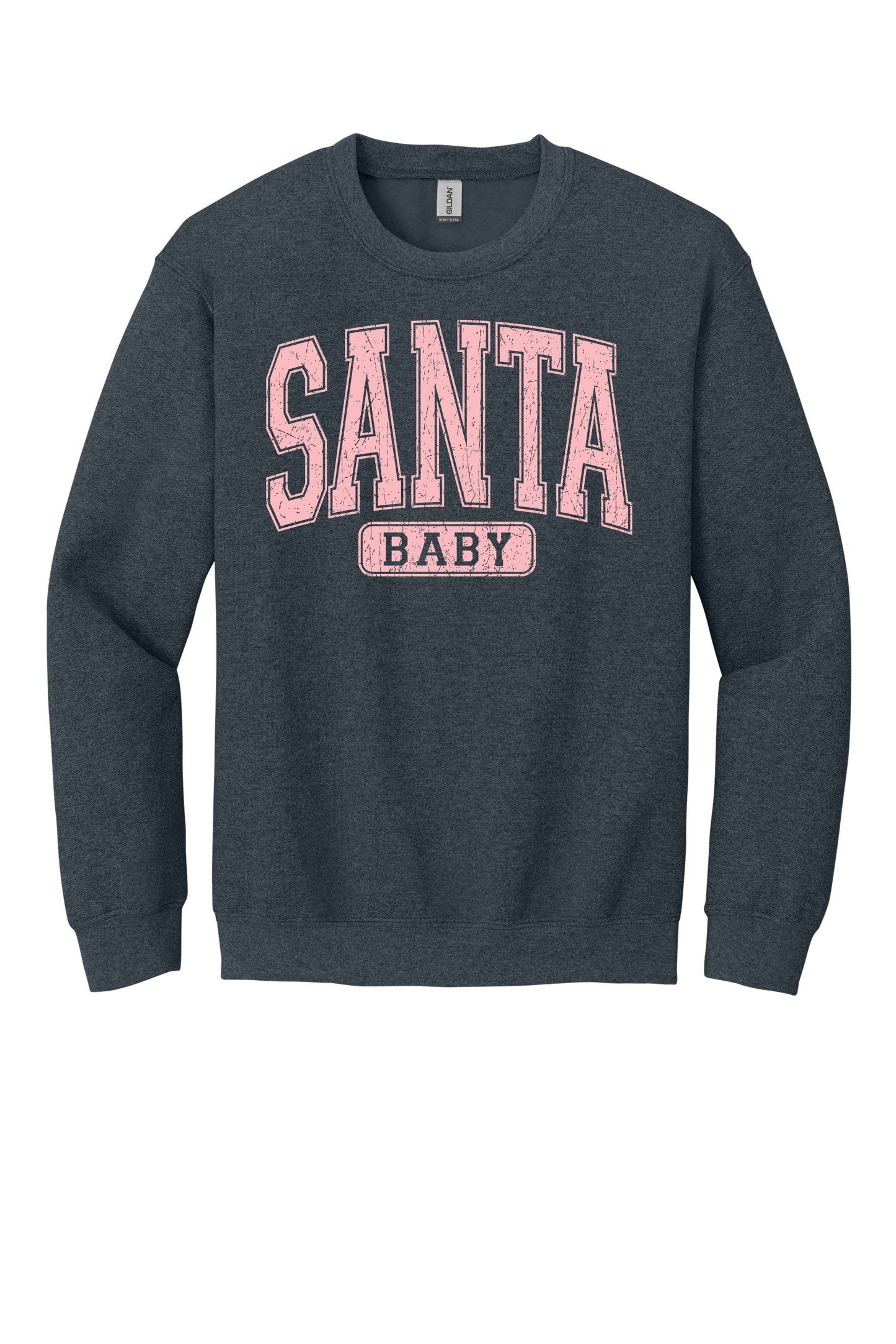 Santa Baby Distressed on Dark Heather Grey