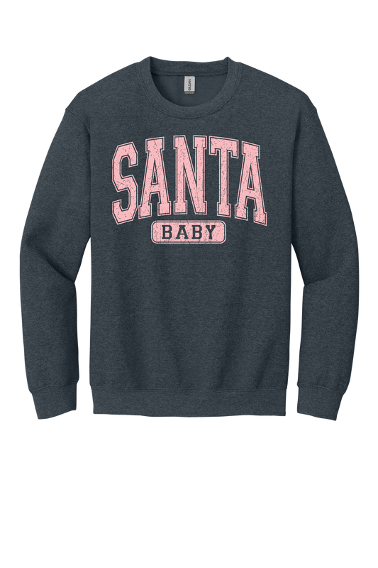 Santa Baby Distressed on Dark Heather Grey