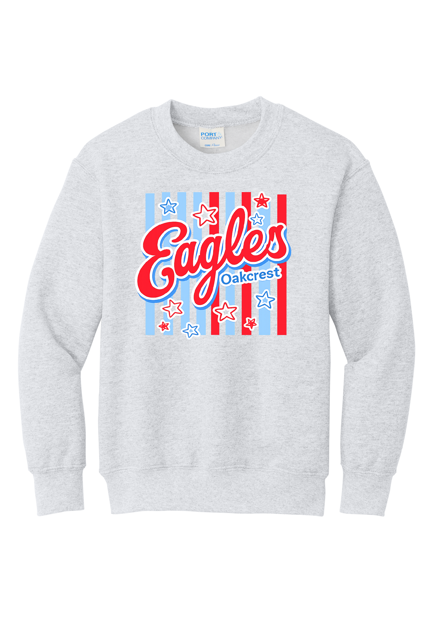 Oakcrest Eagles Crewneck Sweatshirt – Patriotic Stars-ASH