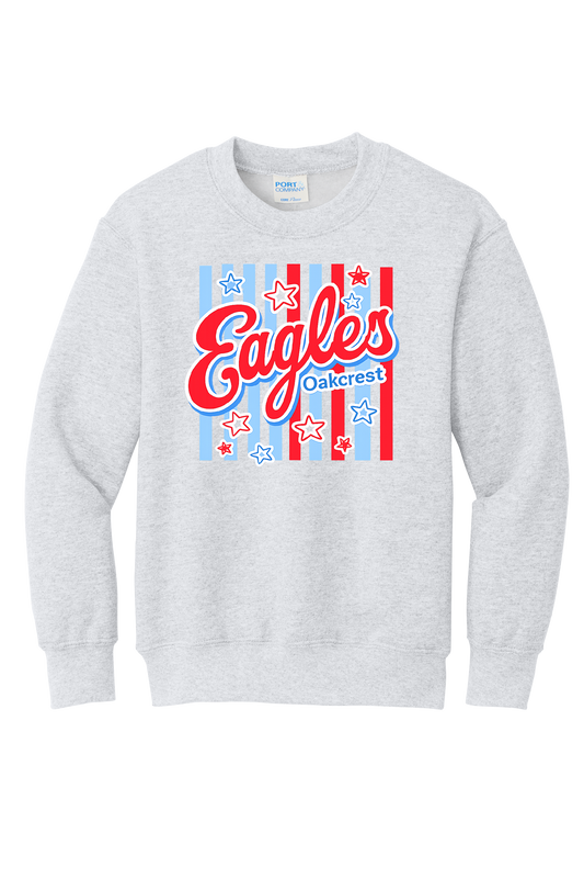 Oakcrest Eagles Crewneck Sweatshirt – Patriotic Stars-ASH