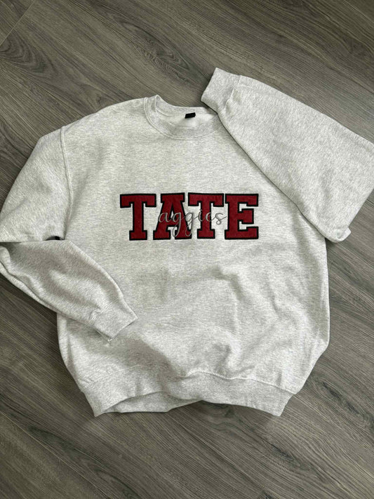 Tate Aggies Felt Letter Embroidered Sweatshirt/Hoodie (Color ASH)