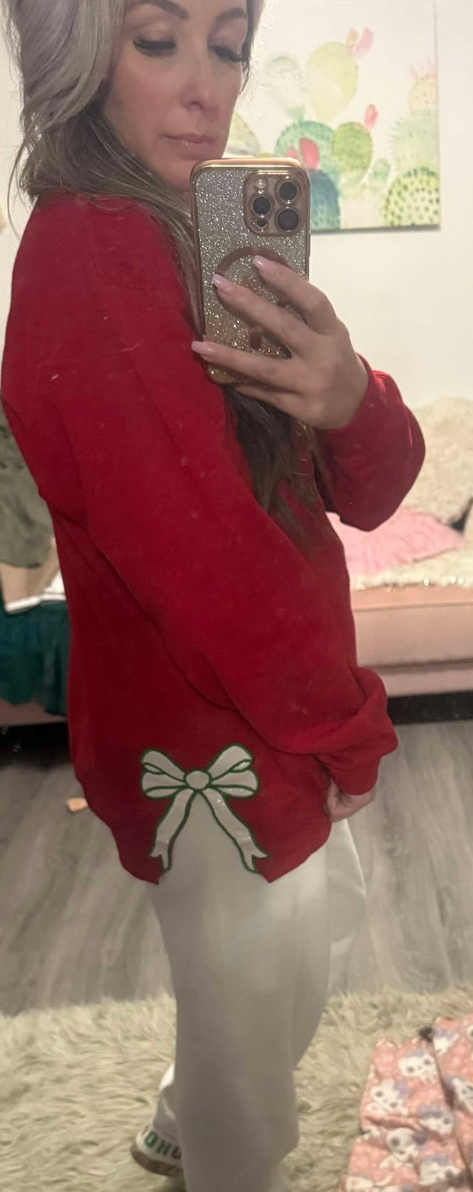 Merry Christmas Sweatshirt with Side Bows