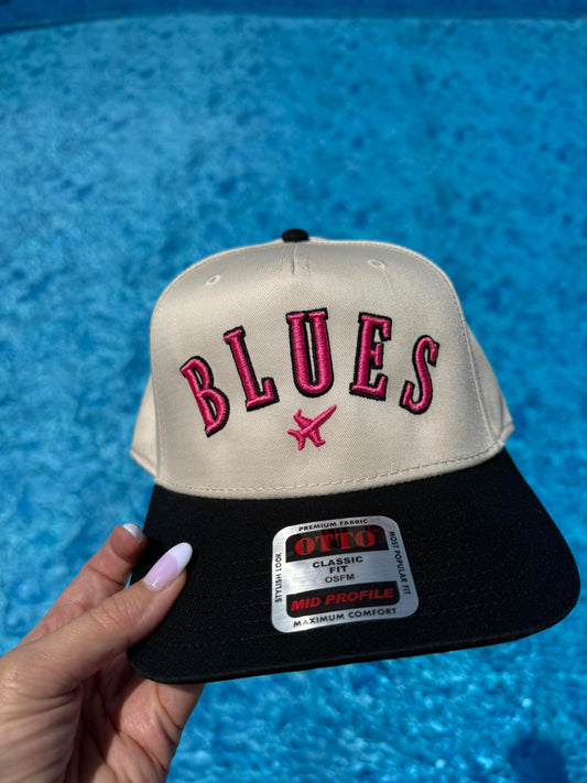 Little Blues Otto Hat-Black & Natural with Hot Pink Design