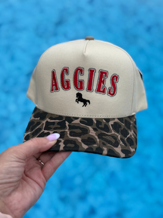 Aggies Natural and Leopard Hat