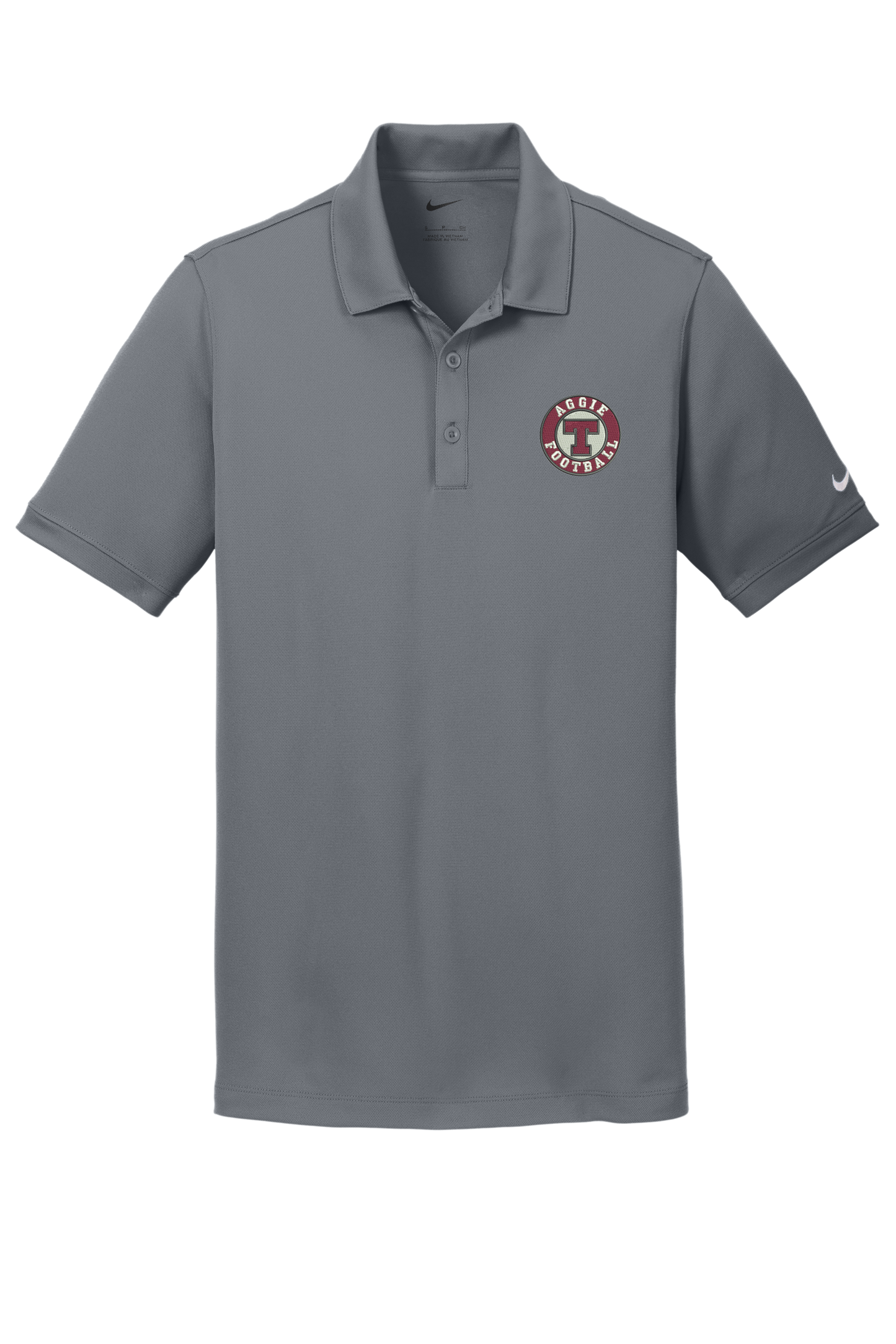 Aggie Football Embroidered Nike Polo-Dark Grey