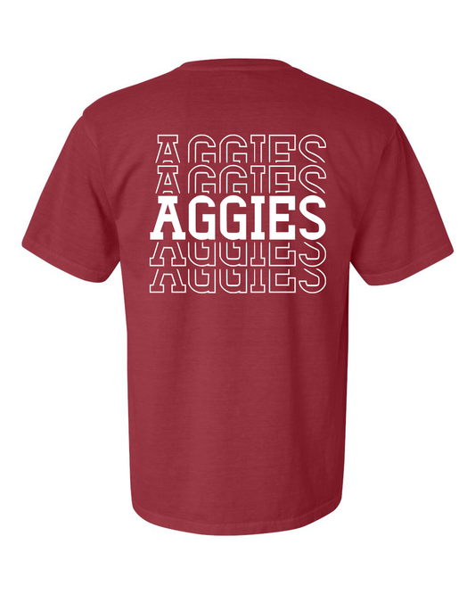 Aggie Stacked Comfort Color Tee Crimson