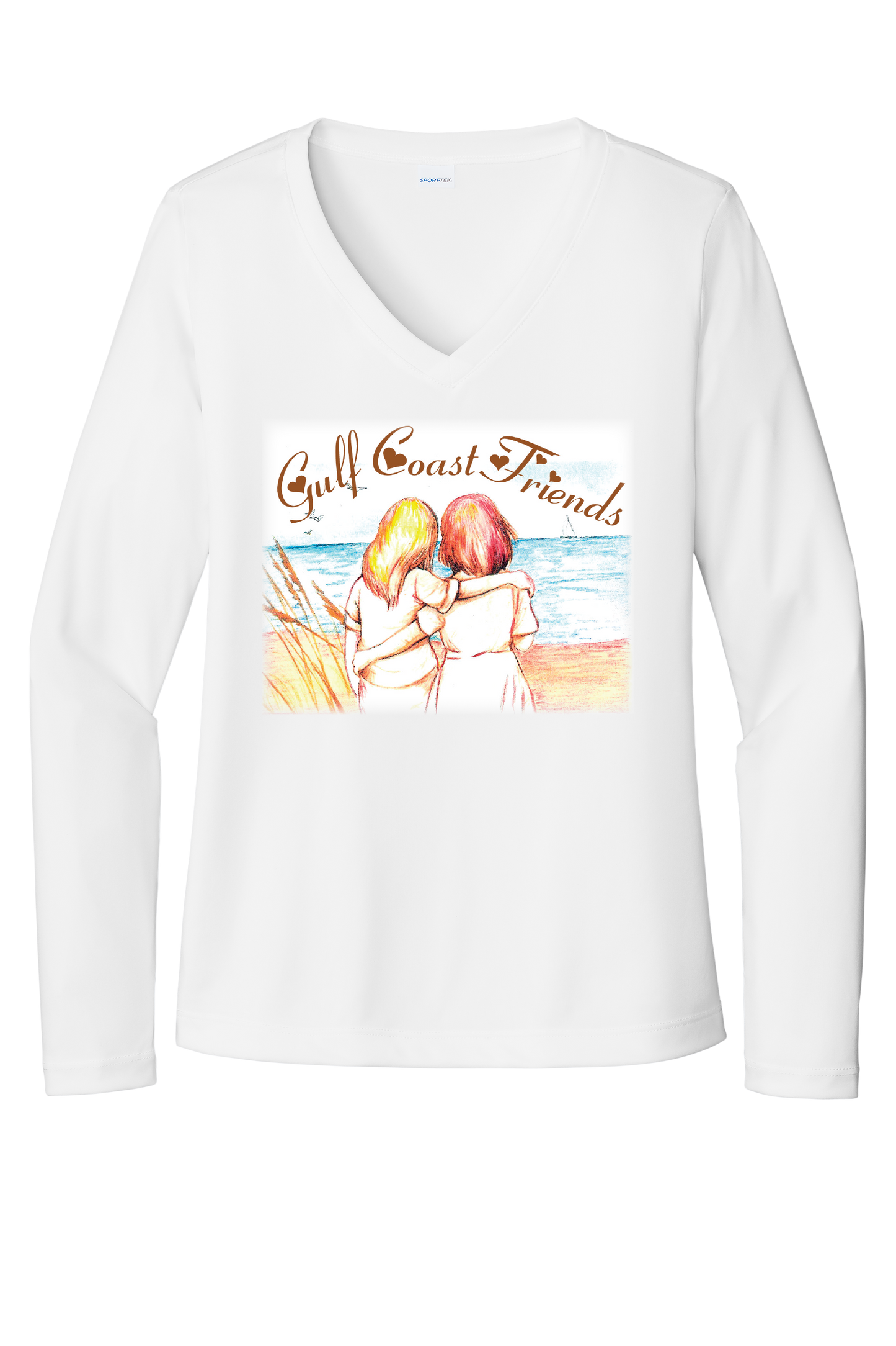 Gulf Coast Friends Long Sleeve Dry Fit V Neck Shirt