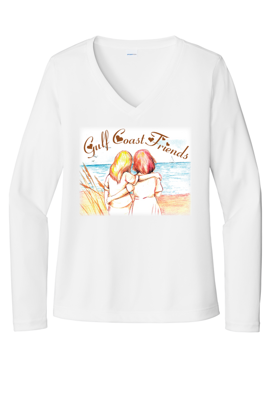 Gulf Coast Friends Long Sleeve Dry Fit V Neck Shirt