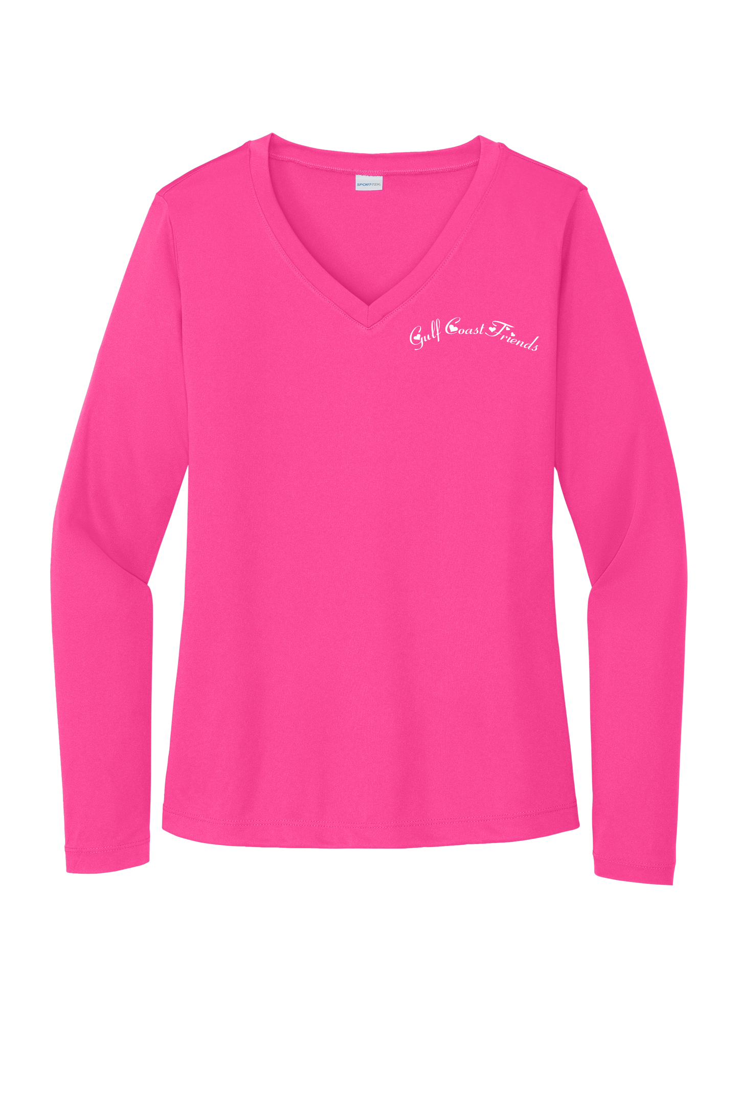 Gulf Coast Friends Long Sleeve V Neck Embroidered Dry Fit Shirt