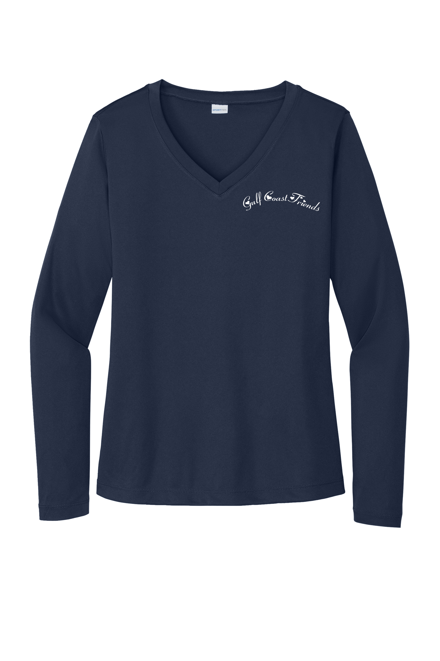 Gulf Coast Friends Long Sleeve V Neck Embroidered Dry Fit Shirt