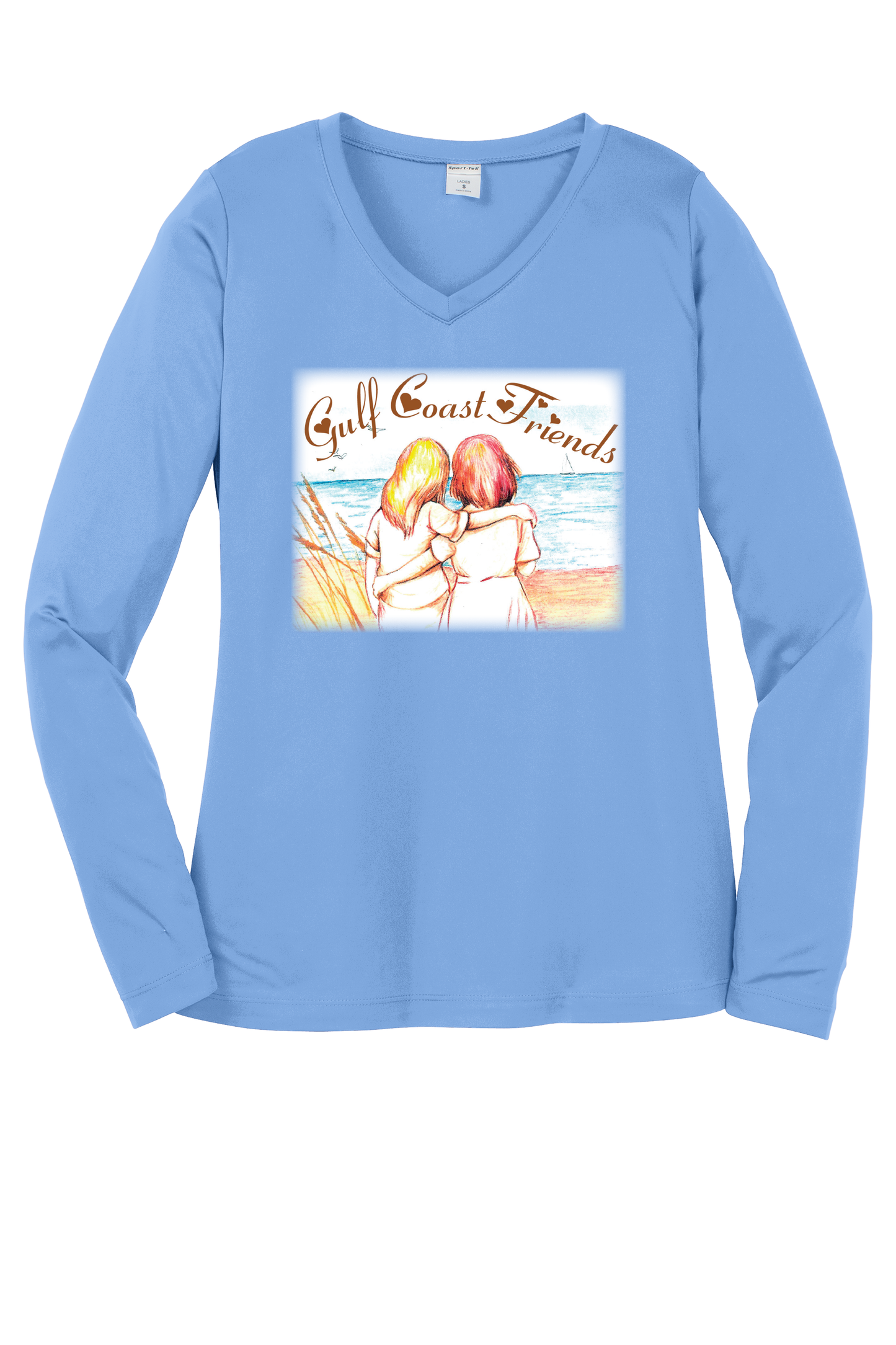 Gulf Coast Friends Long Sleeve Dry Fit V Neck Shirt