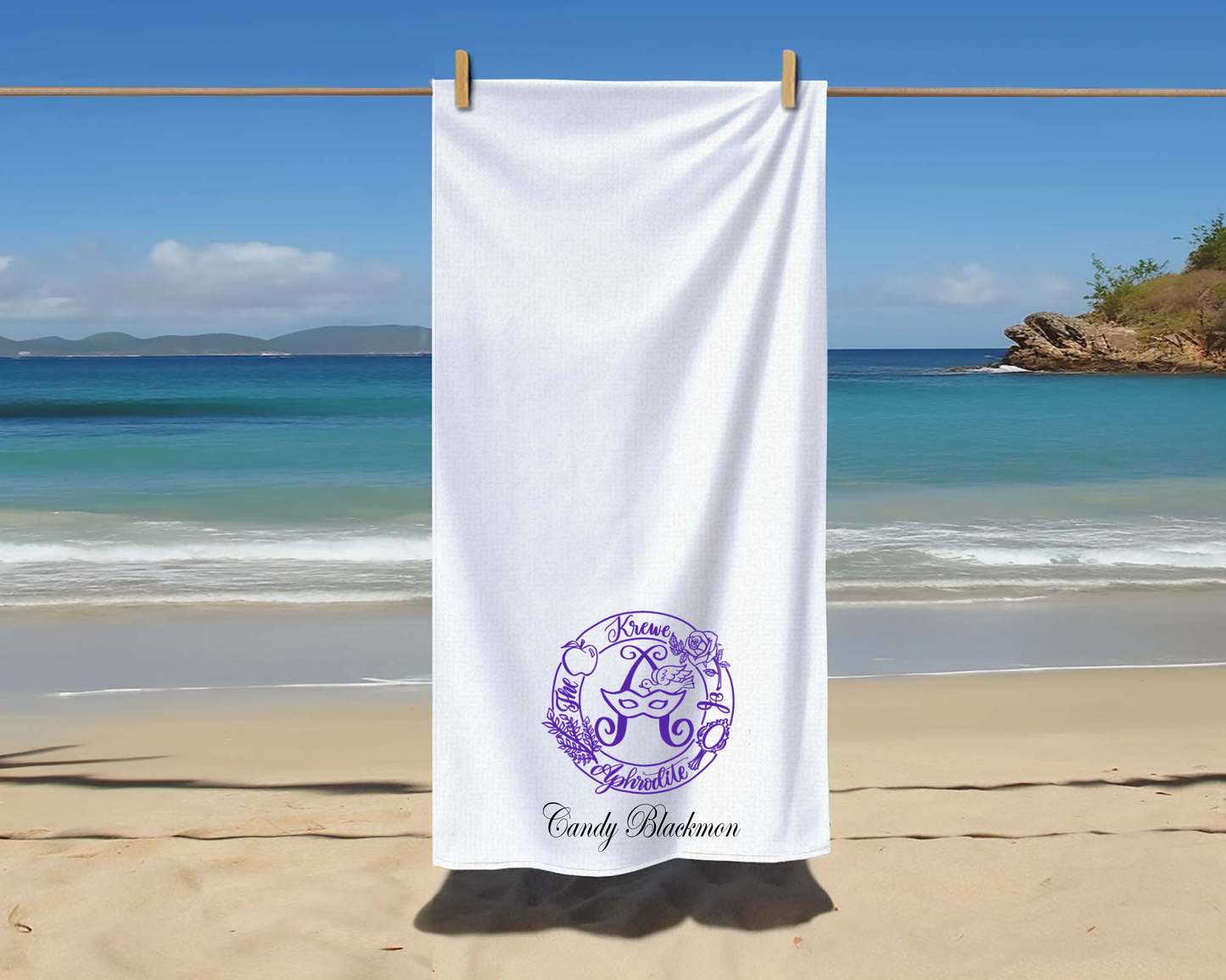 Krewe of Aphrodite A Logo Beach Towel