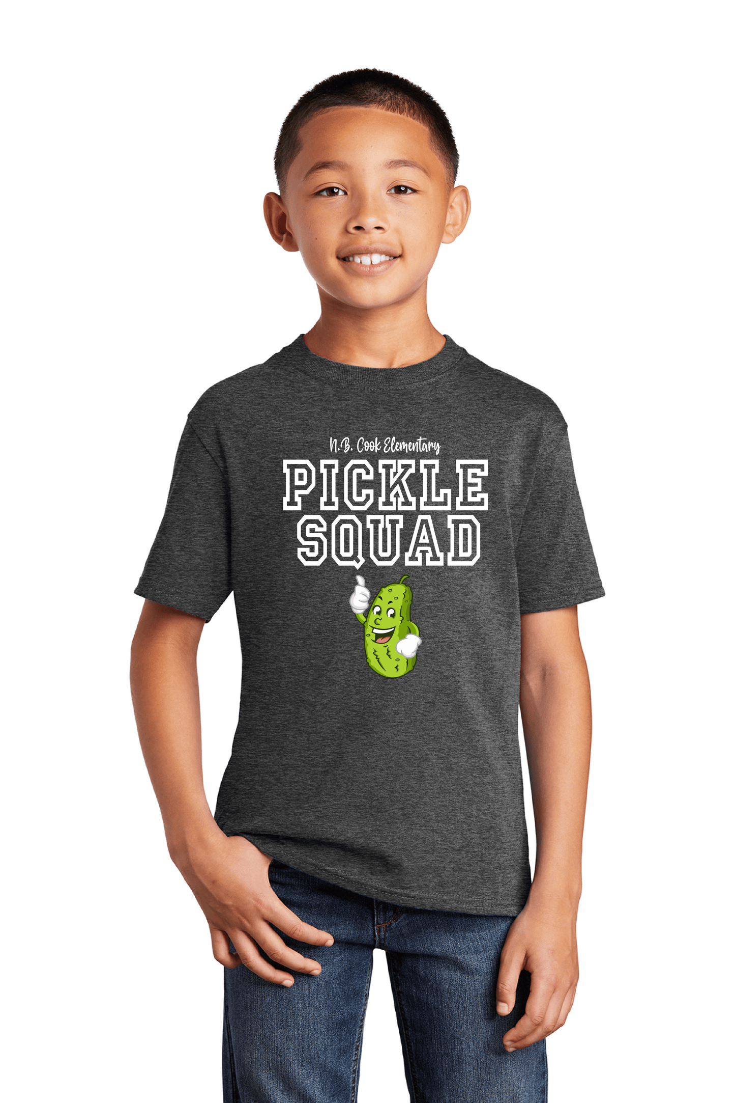 NB COOK ELEMENTARY PICKLE SQUAD CHARCOAL T SHIRT