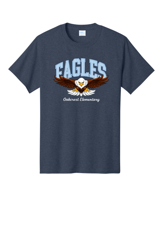 Oakcrest Elementary Eagles Spirit T-Shirt – White & Heather Navy