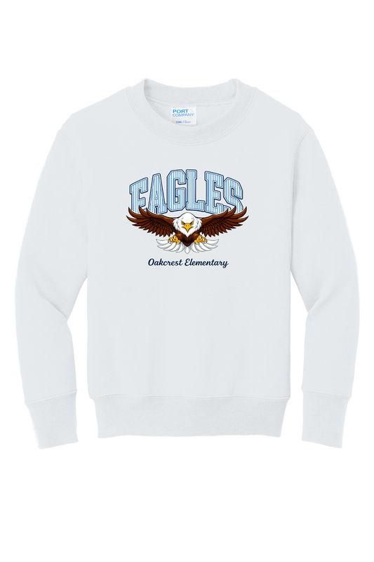 Oakcrest Elementary Eagles Crewneck Sweatshirt – White