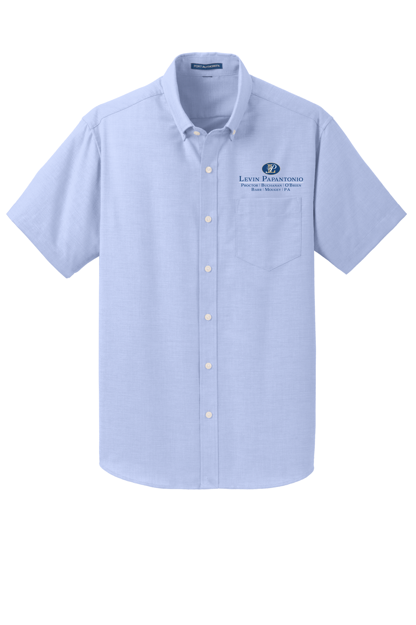 Levin Papantonio Port Authority Short Sleeve SuperPro Oxford Shirt Stacked Logo