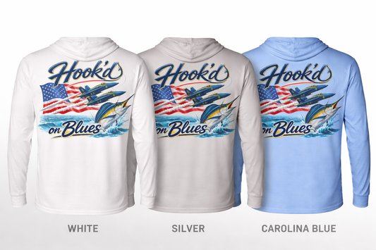 UR HOOK'D on BLUES HOODED LONG SLEEVE DRY FIT